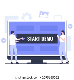Flat design of start demo concept. Illustration for websites, landing pages, mobile applications, posters and banners