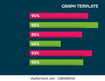 flat design statistics column horizontal graphs - Percentage Bars Slide Template