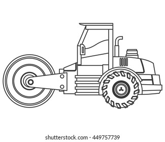 flat design steamroller machine icon vector illustration