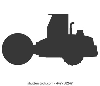 flat design steamroller machine icon vector illustration