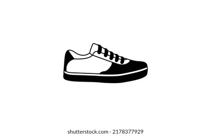  Flat design. Stock - Vector illustration. Simple black and white shoes icon.
