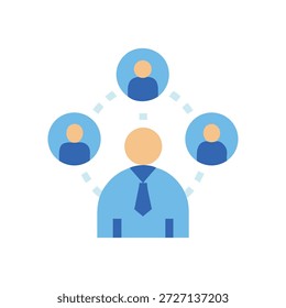 Vector de stock de diseño plano que muestra una red con personas que se conectan. Figuras geométricas simples y Formas básicas.