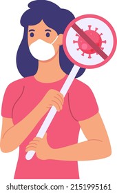 flat design stop corona vector illustration