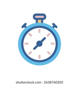 Flat design stopwatch illustration on White Background showing time