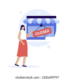 Flat design of store closed concept. Illustration for websites, landing pages, mobile applications, posters and banners. Trendy flat vector illustration