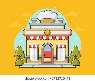 Frente de tienda de diseño plano con lugar para nombre
