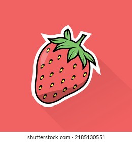 Diseño plano de fresa, se puede utilizar como logotipo, pegatina, afiche, etc.