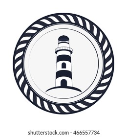 flat design striped Lighthouse icon vector illustration
