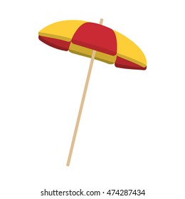 flat design striped parasol icon vector illustration
