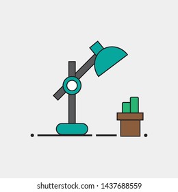 
flat design study lights and cactus trees