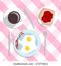flat design style breakfast concept background vector