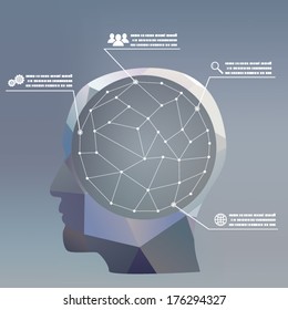 flat design style businessman headmind Social network media icon infographics concept illustration vector