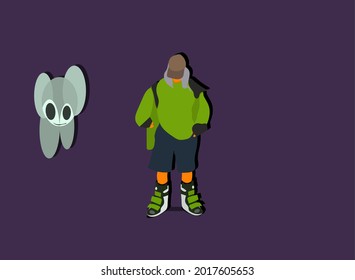 flat design style cartoon girl vector, colorful