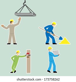 Flat design style cartoon  worker icons set vector