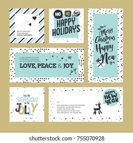 Flat design style Christmas and New Year greeting cards. Vector illustration templates for greeting cards, web banner, flayer brochure, party invitation card.
