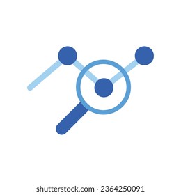 Flat Design Style Data analysis icon. infographic analytic graph report and Magnifier for financial analysis. Magnifying glass analyzing data. vector illustration design on white background EPS 10