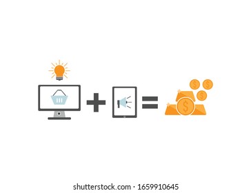 flat design style e shoping idea design ilustration, symbolize financial idea, investment idea. perfect for digital marketing design element.