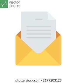 Estilo de diseño plano Icono de apertura de la carta de correo electrónico. Sobre de correo para el nuevo símbolo de mensajería de carta. Pictograma del logotipo de la postal de noticias para la web de negocios y la aplicación. diseño de ilustración vectorial en fondo blanco EPS 10