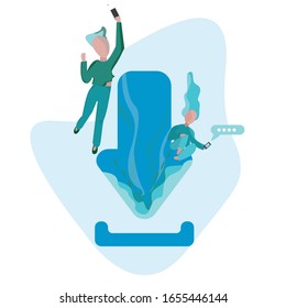 flat design style. fit for website, icon, application display. the meaning of the ilustration is donwloading quickly