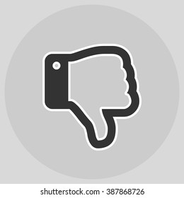 Flat design style. Grab hand. Hand gesture. Style is flat symbol. Silver color.  Black circle  background.