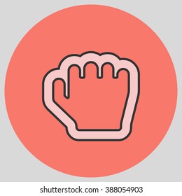 Flat design style. Grab hand. Hand gesture. Vector illustration with pantone colors of the year 2016 Rose Quartz and Peach Echo.