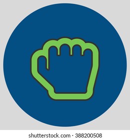 Flat design style. Grab hand. Hand gesture. Vector illustration with pantone colors of the year 2016 Green Flash and Snorkel Blue.