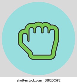 Flat design style. Grab hand. Hand gesture. Vector illustration with pantone colors of the year 2016 Green Flash and Limpet Shell.