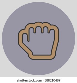 Flat design style. Grab hand. Hand gesture. Vector illustration with pantone colors of the year 2016 Iced Coffee and Lilac Grey.