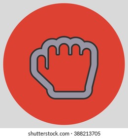Flat design style. Grab hand. Hand gesture. Vector illustration with pantone colors of the year 2016 Lilac Grey and Fiesta.