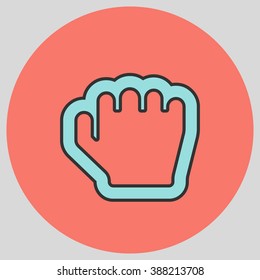 Flat design style. Grab hand. Hand gesture. Vector illustration with pantone colors of the year 2016 Limpet Shell and Peach Echo.