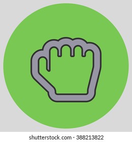 Flat design style. Grab hand. Hand gesture. Vector illustration with pantone colors of the year 2016 Lilac Grey and Green Flash.