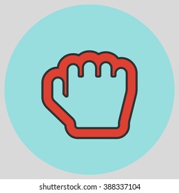 Flat design style. Grab hand. Hand gesture. Vector illustration with pantone colors of the year 2016 Fiesta and Limpet Shell.