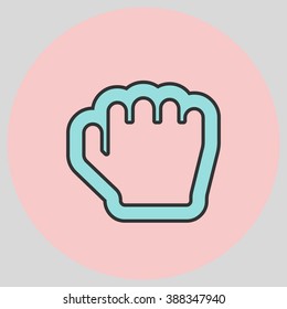 Flat design style. Grab hand. Hand gesture. Vector illustration with pantone colors of the year 2016 Limpet Shell and Rose Quartz.