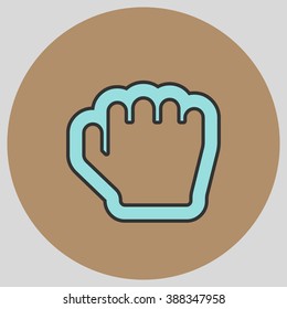 Flat design style. Grab hand. Hand gesture. Vector illustration with pantone colors of the year 2016 Limpet Shell and Iced Coffee.