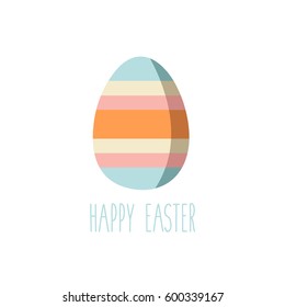 flat design style greeting card with one single modern illustration simple colorful vector Striped painted chocolate egg icon for happy easter holiday 