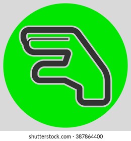 Flat design style. Hand lizard. Hand gesture. Style is flat symbol. Black color.  Green circle  background.