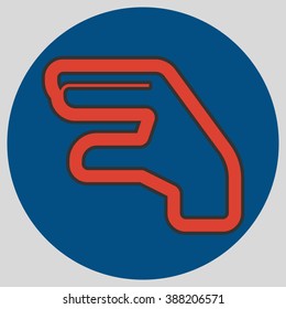 Flat design style. Hand lizard. Hand gesture. Vector illustration with pantone colors of the year 2016 Fiesta and Snorkel Blue.