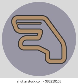 Flat design style. Hand lizard. Hand gesture. Vector illustration with pantone colors of the year 2016 Iced Coffee and Lilac Grey.