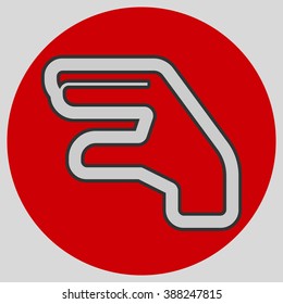 Flat design style. Hand lizard. Hand gesture. Style is flat symbol. Silver color.  Red circle  background.