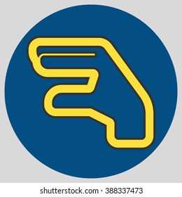 Flat design style. Hand lizard. Hand gesture. Vector illustration with pantone colors of the year 2016 Buttercup and Snorkel Blue.