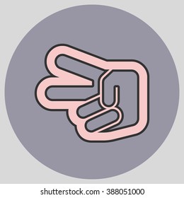 Flat design style. Hand scissors. Hand gesture. Vector illustration with pantone colors of the year 2016 Rose Quartz and Lilac Grey.