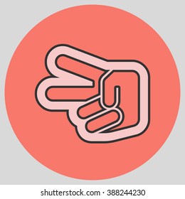 Flat design style. Hand scissors. Hand gesture. Vector illustration with pantone colors of the year 2016 Rose Quartz and Peach Echo.