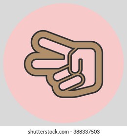 Flat design style. Hand scissors. Hand gesture. Vector illustration with pantone colors of the year 2016 Iced Coffee and Rose Quartz.