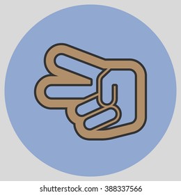 Flat design style. Hand scissors. Hand gesture. Vector illustration with pantone colors of the year 2016 Iced Coffee and Serenity.