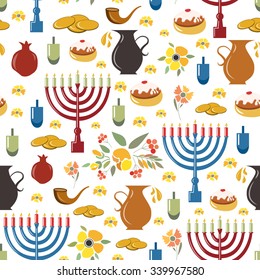 Flat design style Happy Hanukkah logotype, badge and icon typography. Lettering of jewish holiday logo template. Lettering card template. Calligraphy banner, flyer on textured background