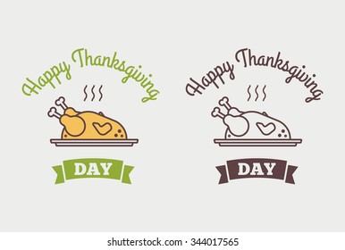 Flat design style Happy Thanksgiving Day logotype, badge and icon. 