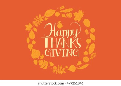 Flat design style Happy Thanksgiving Day logotype, badge and icon. Happy Thanksgiving Day logo template. Thanksgiving Day card template. Happy Thanksgiving banner, flyer