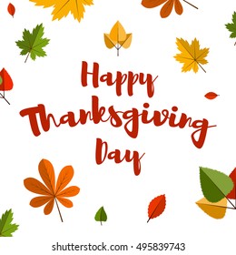 Flat design style Happy Thanksgiving Day logotype, badge and icon. Happy Thanksgiving Day harvest invitation template. Thanksgiving Day card template. Happy Thanksgiving greeting banner, flyer