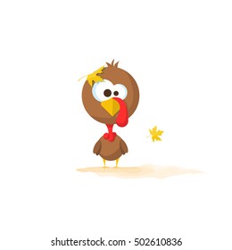 Flat design style Happy Thanksgiving Day. Happy Thanksgiving Day turkey. Happy Thanksgiving Day celebration design with cartoon turkey. Thanksgiving Day card template.