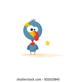 Flat design style Happy Thanksgiving Day. Happy Thanksgiving Day turkey. Happy Thanksgiving Day celebration design with cartoon turkey. Thanksgiving Day card template.